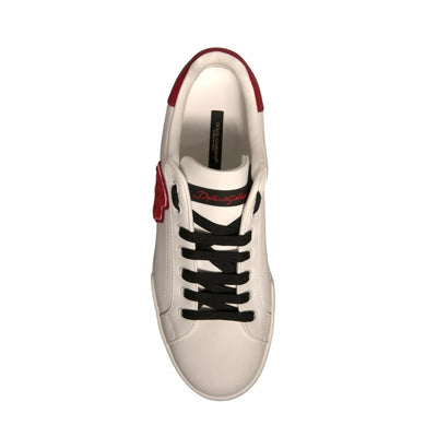 Dolce & Gabbana White Leather DG Logo Low Top Sneakers Shoes