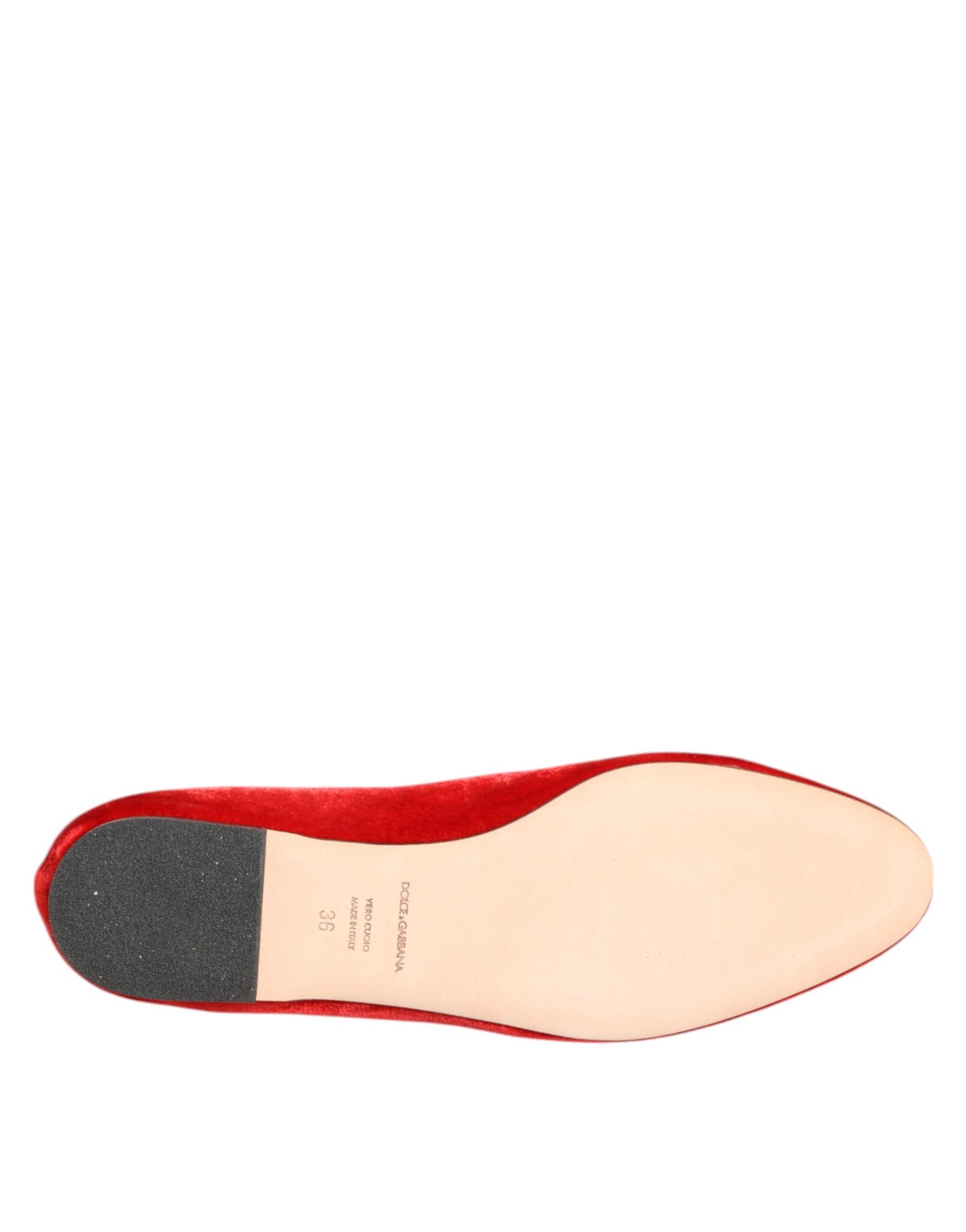 Dolce & Gabbana Red Velvet DG Heart Loafers Flats Shoes
