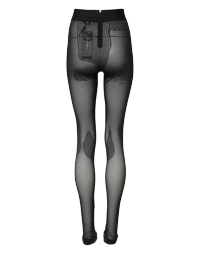 Dolce & Gabbana Black Nylon Leggings Stretch Pants