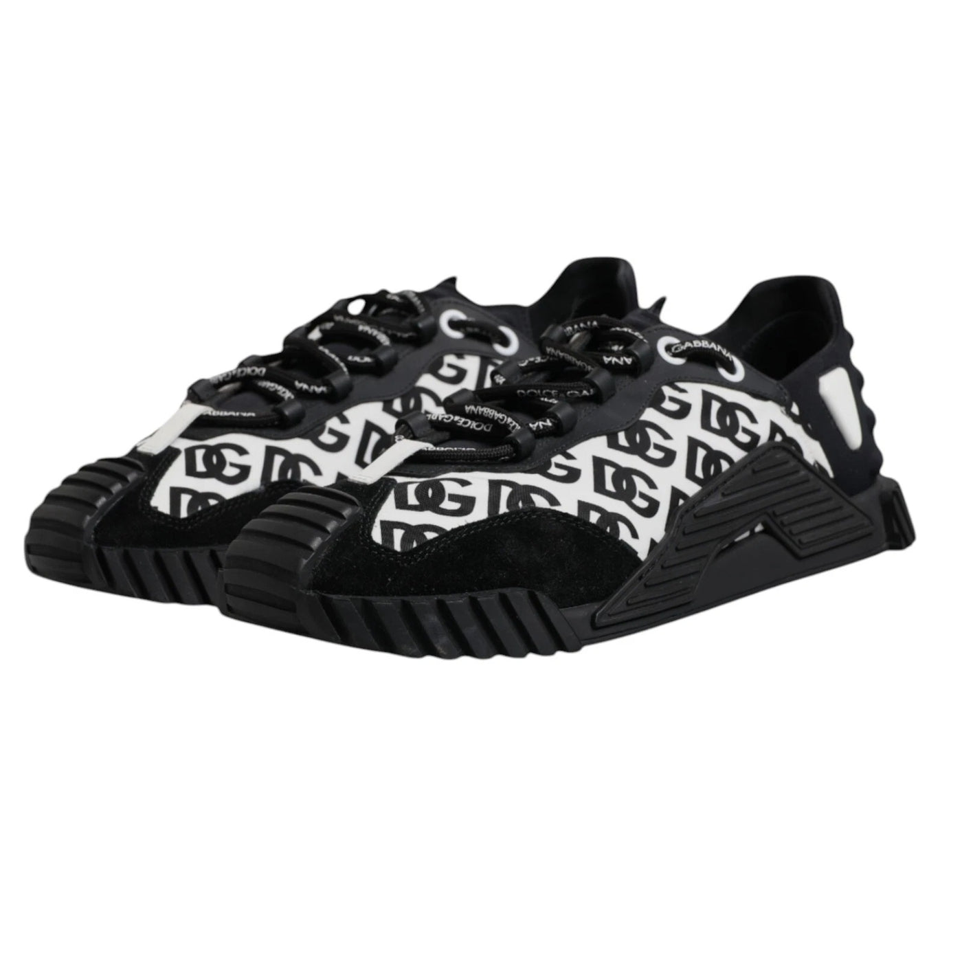 Dolce & Gabbana Black Logo Lace Up Low Top NS1 Sneakers