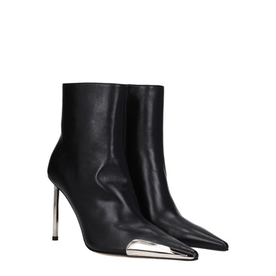Off-White Black Leather Ankle Boots