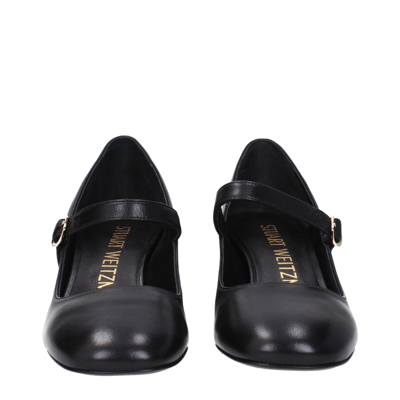 Stuart Weitzman Black Leather Mid Heel Pumps