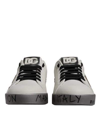 Dolce & Gabbana White Crystal Logo Portofino Sneakers Shoes