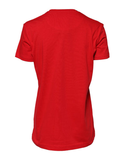 Dolce & Gabbana Red Cotton Crew Neck Short Sleeves T-shirt
