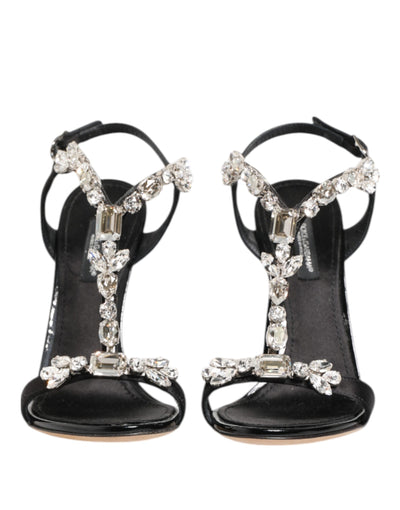 Dolce & Gabbana Black Keira Crystals Heels Sandals Shoes