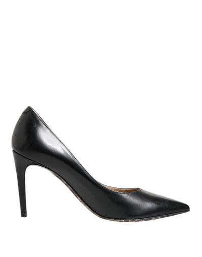 Dolce & Gabbana Black Calf Leather Stiletto Heels Pumps Shoes
