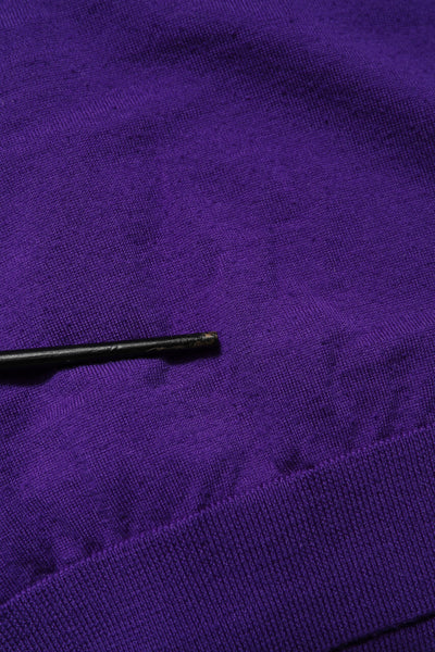 Dolce & Gabbana Purple Wool Knit V-neck Cardigan Sweater