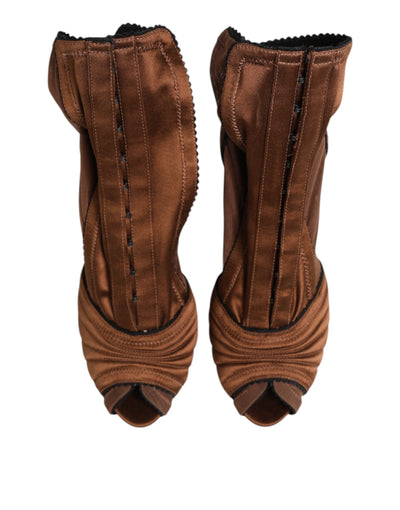 Dolce & Gabbana Brown Bette High Heeled Ankle Boots Shoes