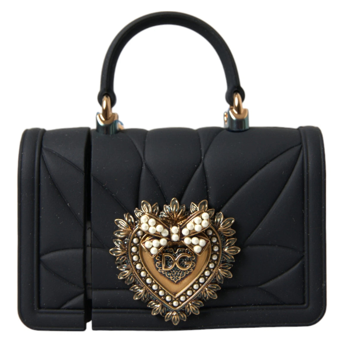Dolce & Gabbana Case Black Silicone Devotion Heart Cover Hand Bag Airpod