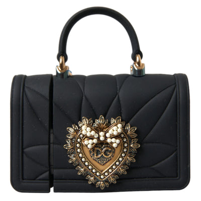 Dolce & Gabbana Case Black Silicone Devotion Heart Cover Hand Bag Airpod