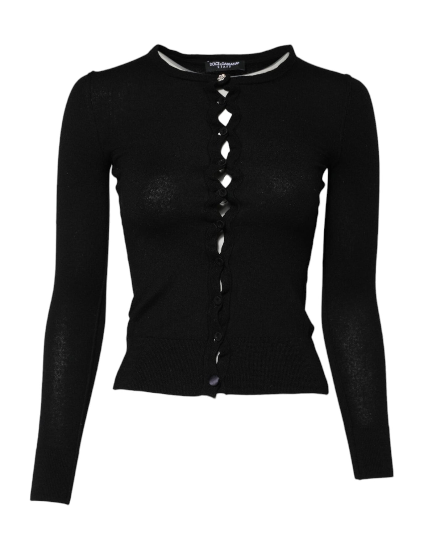 Dolce & Gabbana Black STAFF Round Neck Cardigan Sweater