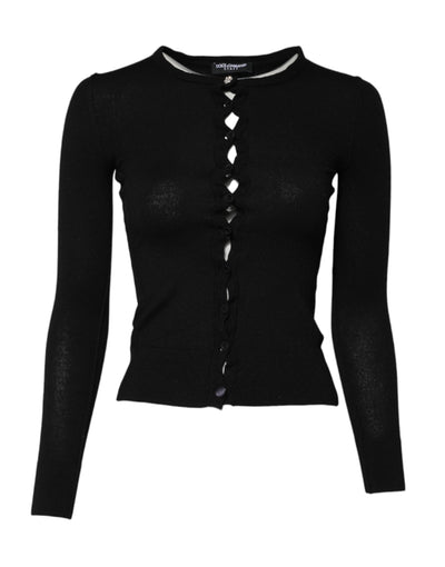 Dolce & Gabbana Black STAFF Round Neck Cardigan Sweater