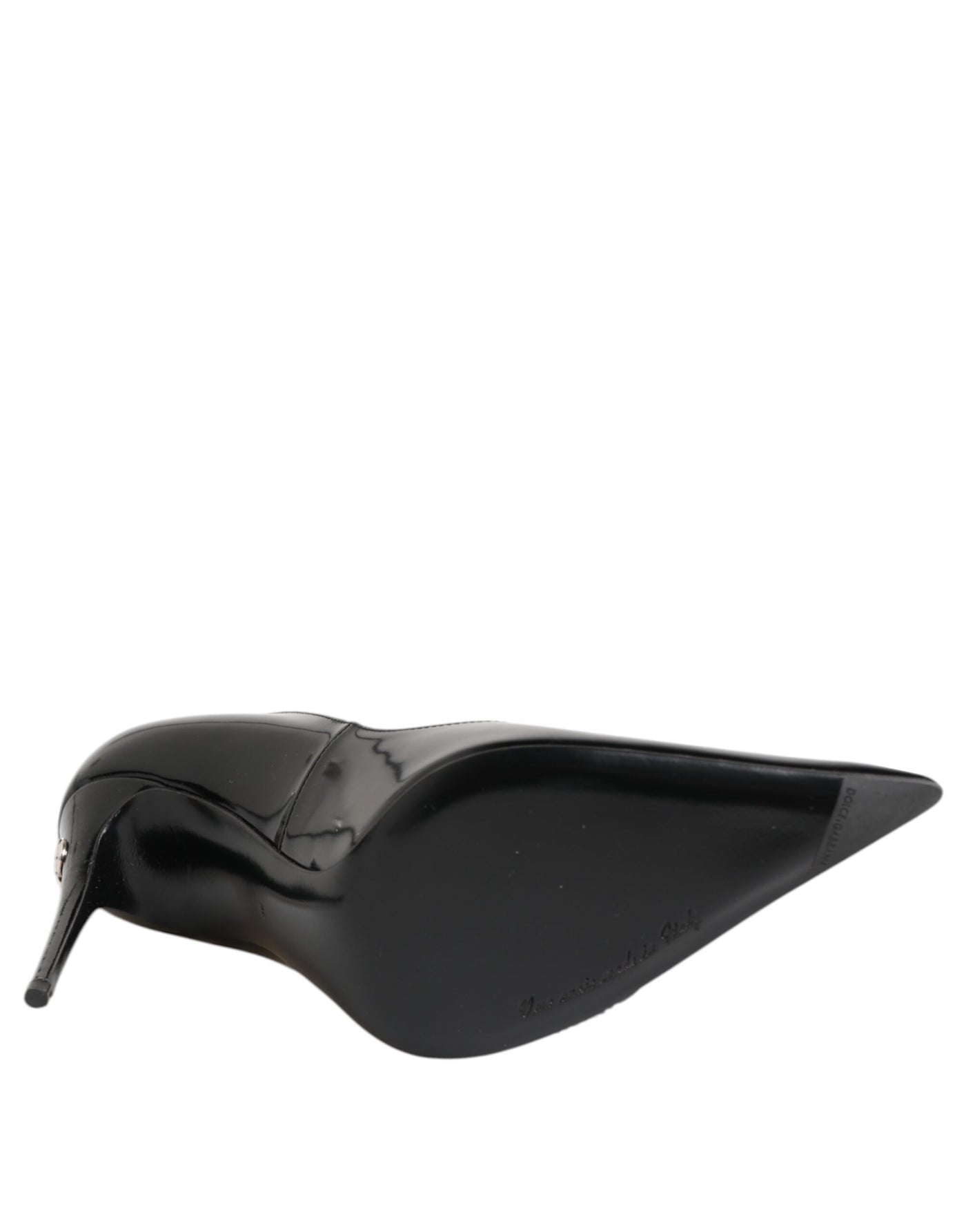 Dolce & Gabbana Black Patent Leather Zipper Heels Pumps Shoes