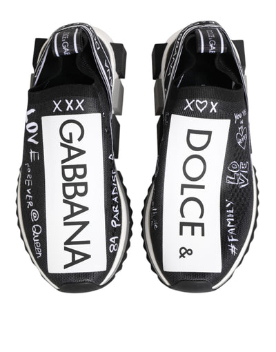 Dolce & Gabbana Black White Sorrento Low Top Sneakers Shoes