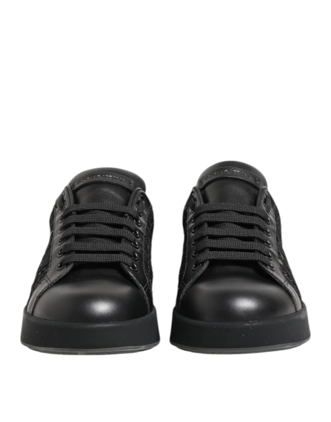 Dolce & Gabbana Black Floral Lace Low Top Sneakers Shoes