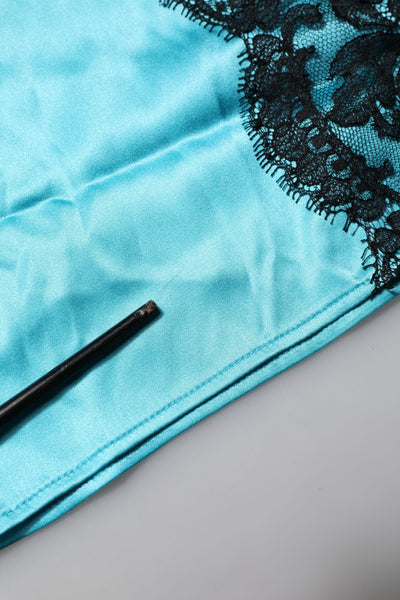 Dolce & Gabbana Blue Silk Garterized Straight Women Pajama Pants