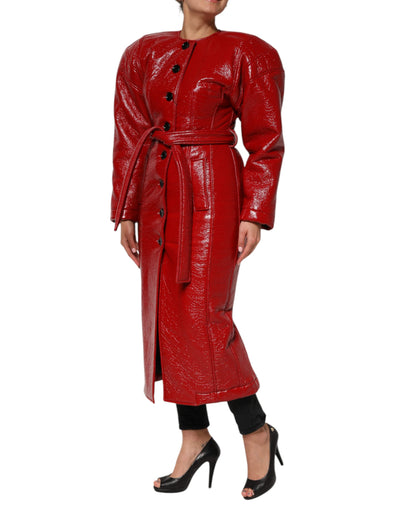 Dolce & Gabbana Red Wool Single Breasted Trench Coat Jacket