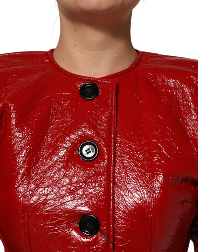 Dolce & Gabbana Red Wool Single Breasted Trench Coat Jacket