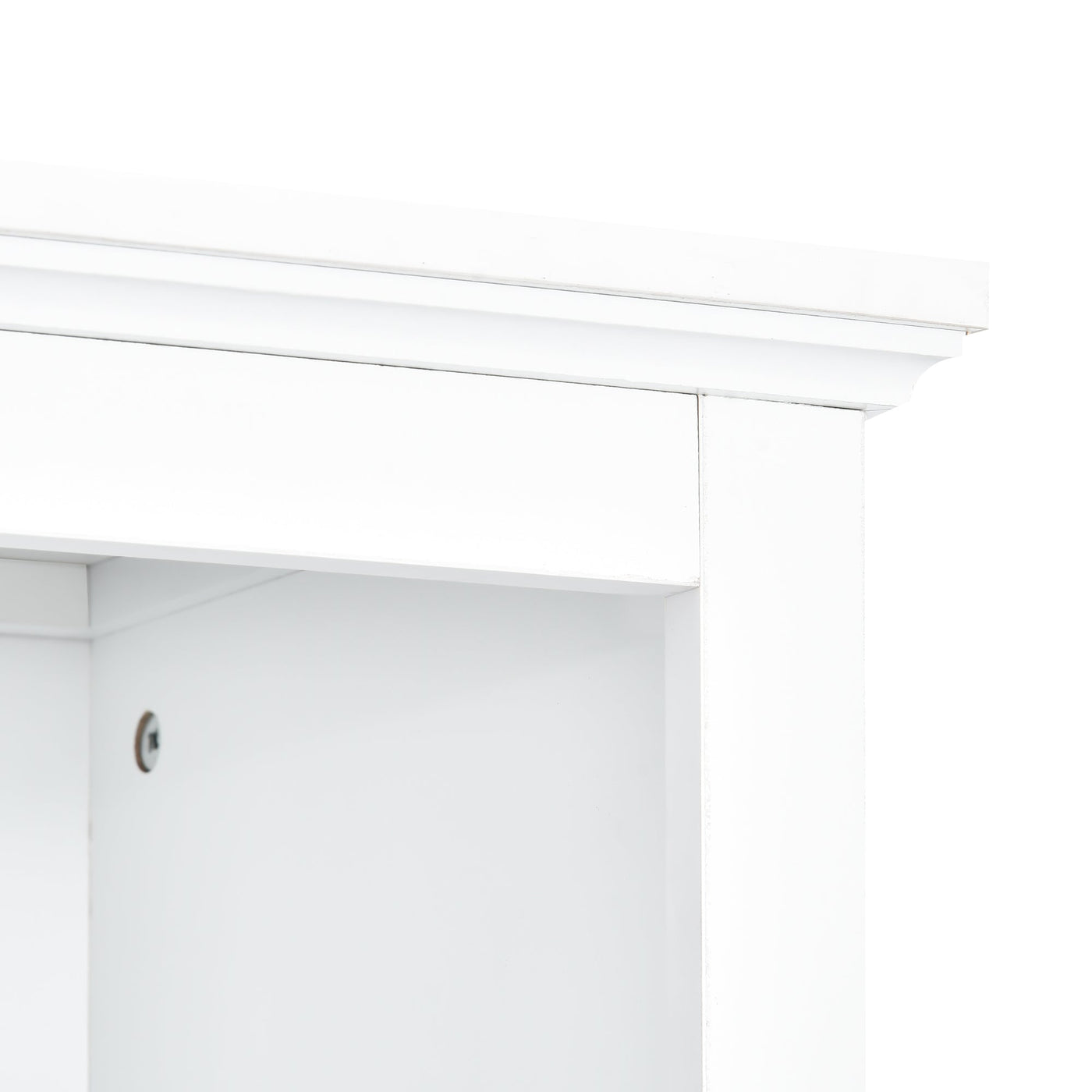 [VIDEO provided] ON-TREND Minimalism Entertainment Wall Unit with Bridge, Modern TV Console Table for TVs Up to 70', Multifunctional TV Stand with Tempered Glass Door, White (Old SKU: SD000009AAK)