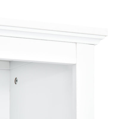 [VIDEO provided] ON-TREND Minimalism Entertainment Wall Unit with Bridge, Modern TV Console Table for TVs Up to 70', Multifunctional TV Stand with Tempered Glass Door, White (Old SKU: SD000009AAK)