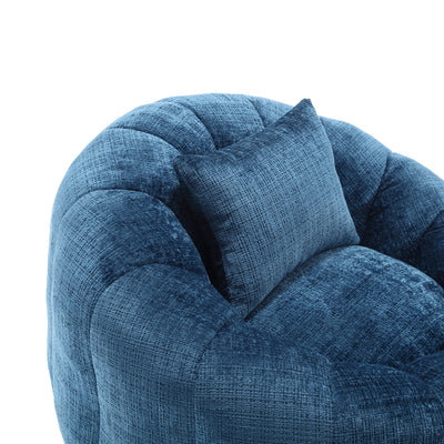 COOLMORE Modern Extra Large Round Bean Bag Chair with Footrest for Living Room, Chenille Fabric Lazy Sofa with Pillow for Adults, Teenagers,Child, Suitable for Bedroom, Dormitory, Study Room