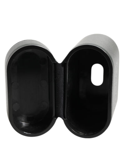Dolce & Gabbana Black Leather Logo Print Flip Holder Men Airpods Case