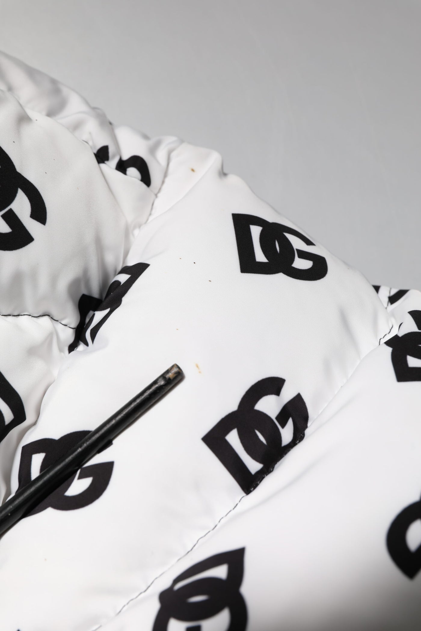 Dolce & Gabbana White DG Monogram Full Zip Quilted Jacket