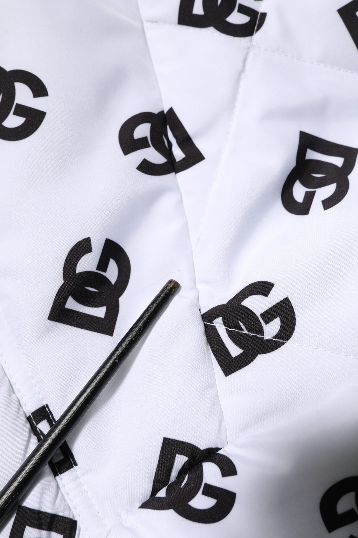 Dolce & Gabbana White DG Monogram Hooded Quilted Jacket