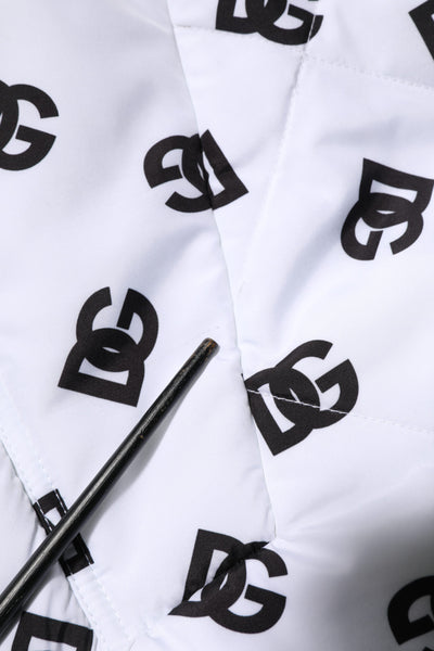 Dolce & Gabbana White DG Monogram Hooded Quilted Jacket