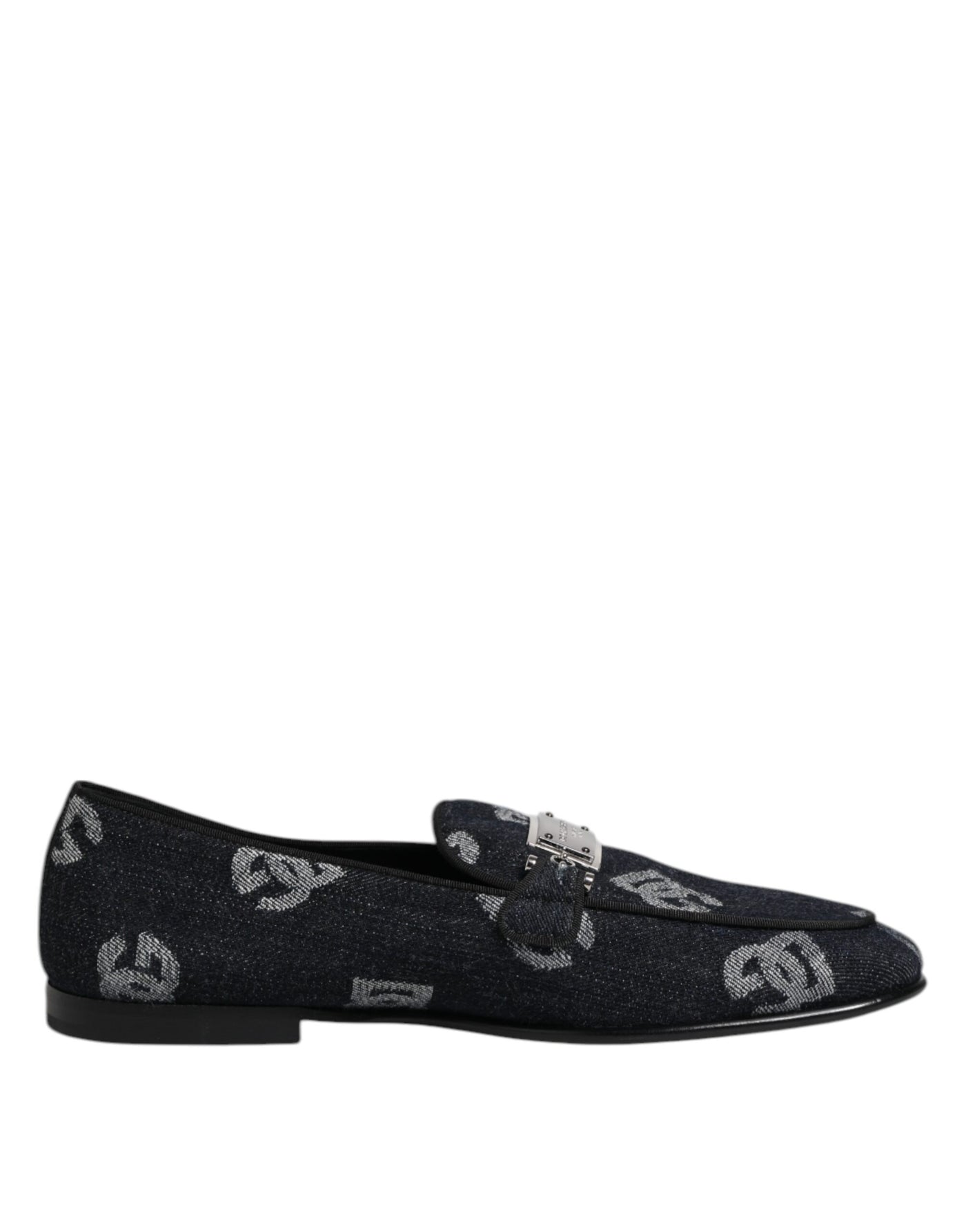 Dolce & Gabbana Blue Logo Cotton Loafers Formal Dress Shoes