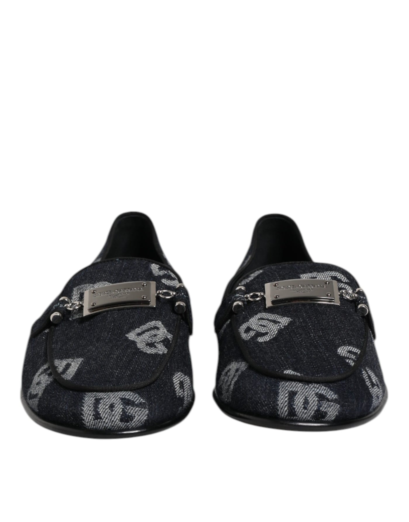 Dolce & Gabbana Blue Logo Cotton Loafers Formal Dress Shoes