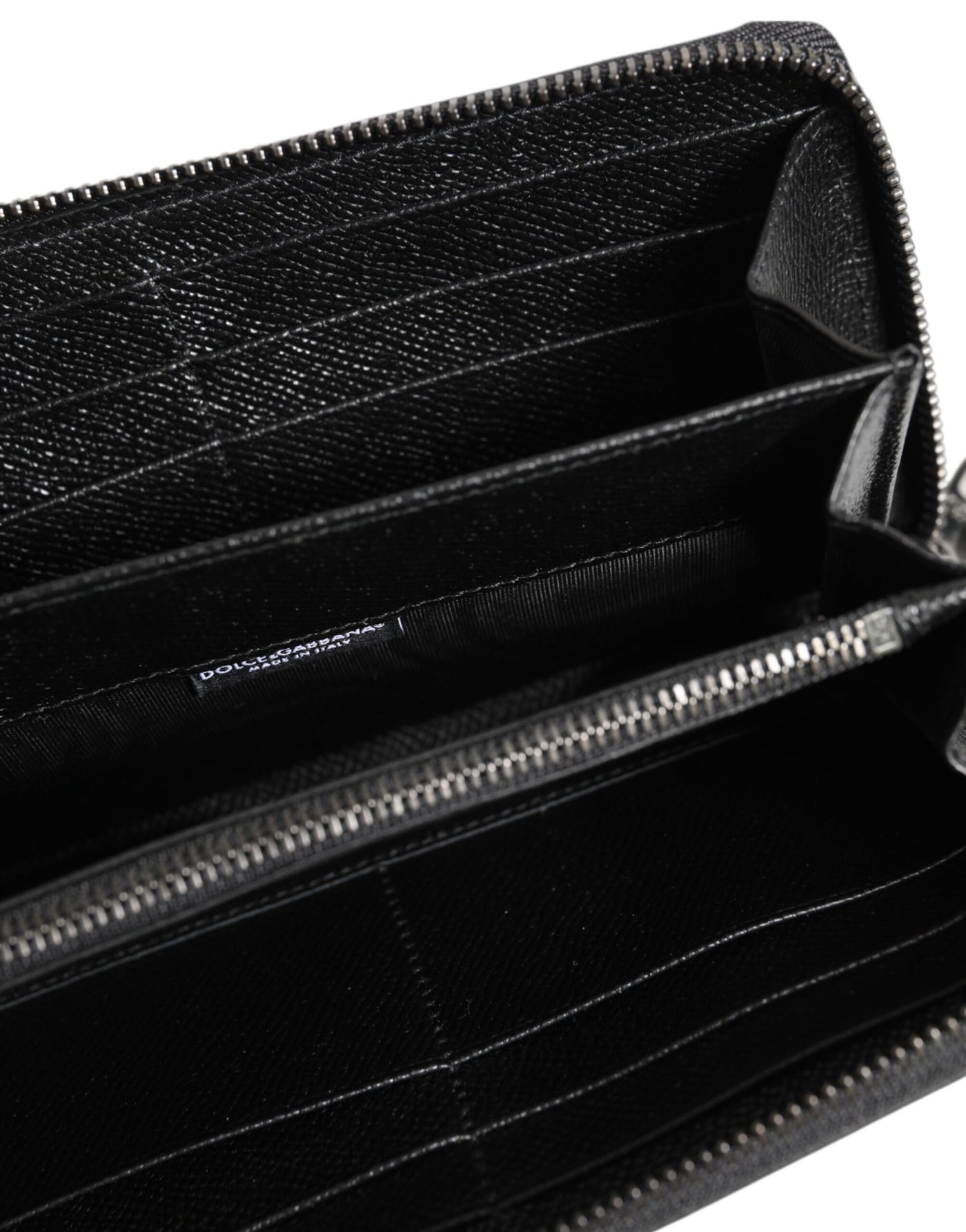 Dolce & Gabbana Black Leather #DGFAMILY Zipper Continental Mens Wallet