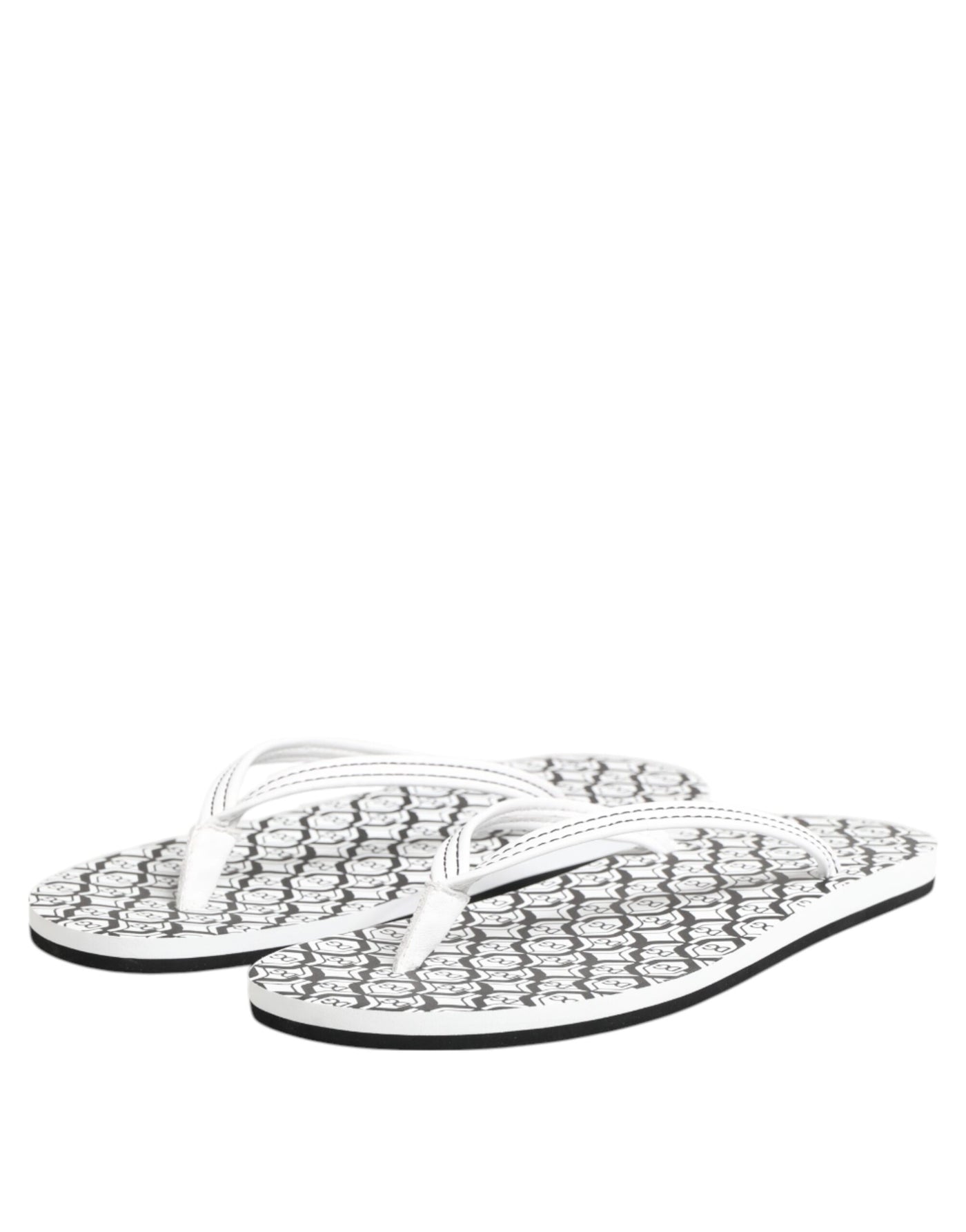 Dolce & Gabbana Black White Logo Beachwear Flats Slipper Shoes