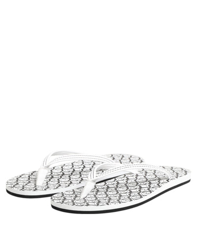Dolce & Gabbana Black White Logo Beachwear Flats Slipper Shoes