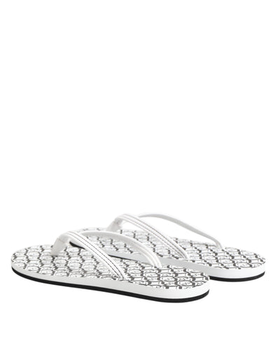 Dolce & Gabbana Black White Logo Beachwear Flats Slipper Shoes