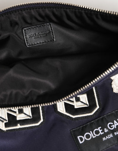 Dolce & Gabbana Blue DG Logo Patch Embellished Pouch Clutch Men Borse Bag