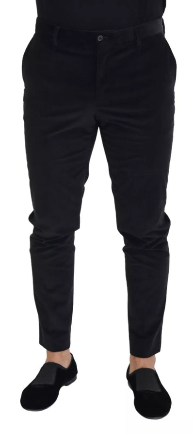 Dolce & Gabbana Black Stretch Cotton Slim Trousers Chino Pants