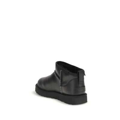 UGG Black Recycled Leather Ankle Boots