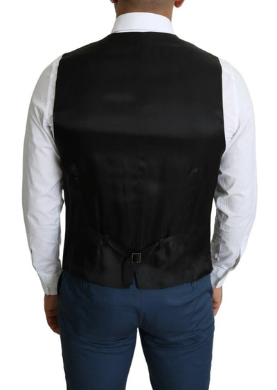 Dolce & Gabbana Black Wool Men Formal Waistcoat Vest