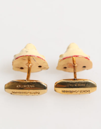 Dolce & Gabbana Brass Gold Tone Dog Puppy Men's Accessories Cufflink