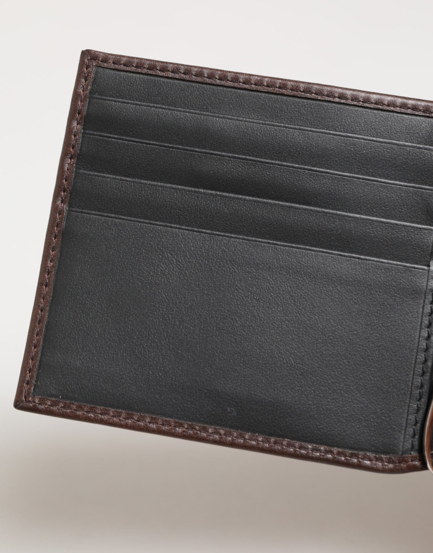 Dolce & Gabbana Brown Leather DG Logo Engrave Bifold Card Holder Wallet