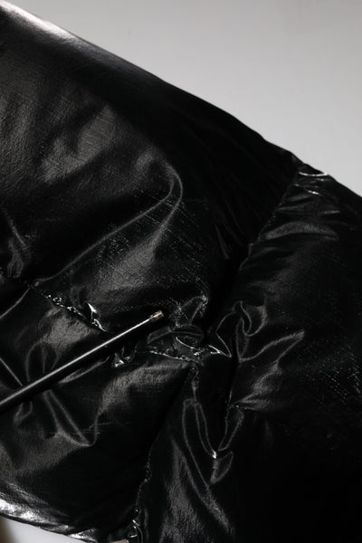 Dolce & Gabbana Black Logo Full Zip Hooded Quilted Jacket