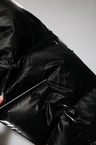 Dolce & Gabbana Black Logo Full Zip Hooded Quilted Jacket