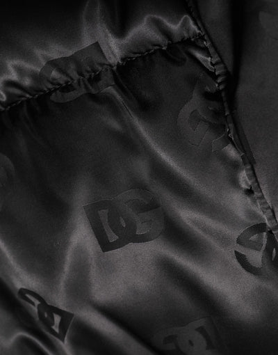 Dolce & Gabbana Black Monogram Logo Puffer Nylon Hooded Jacket