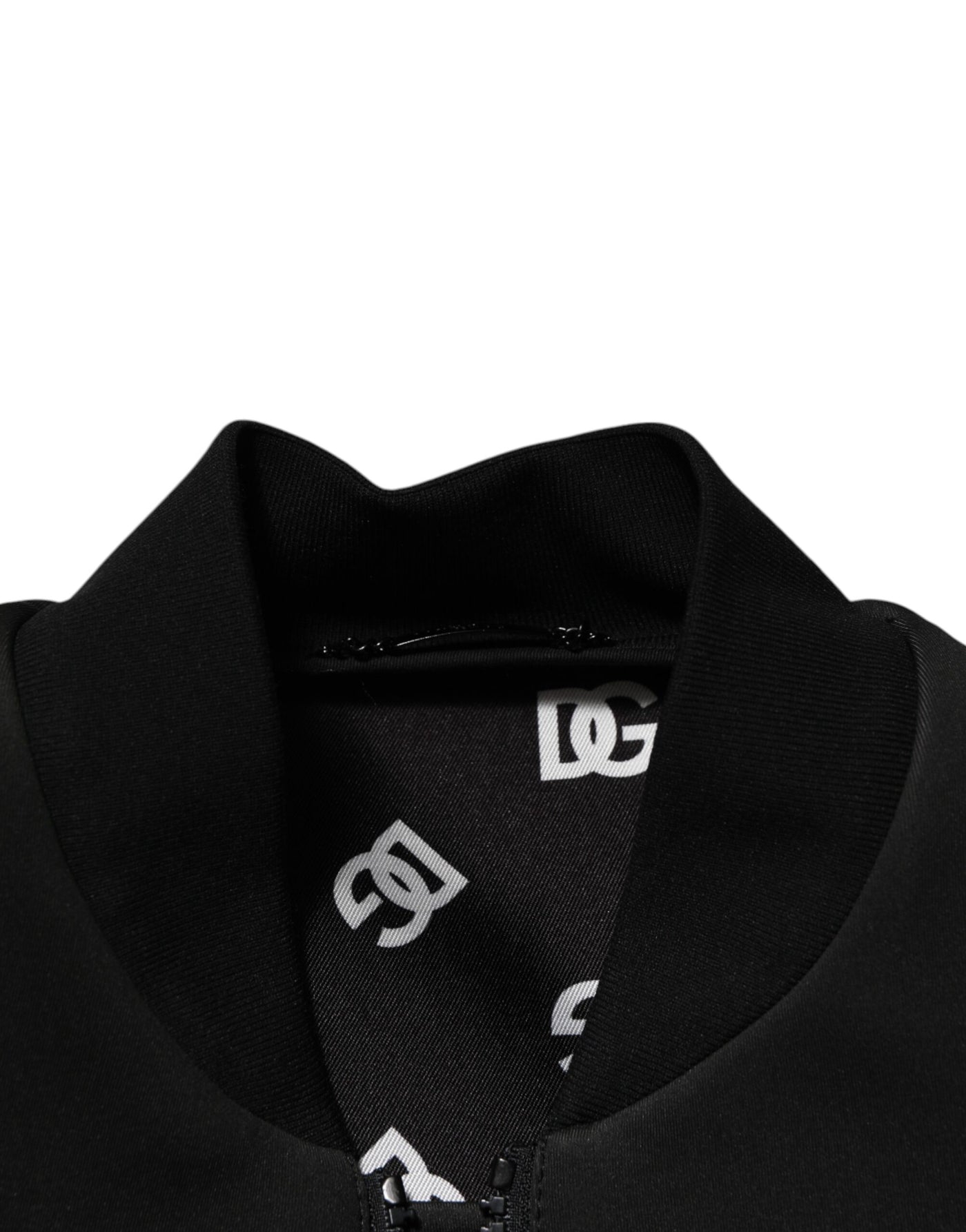 Dolce & Gabbana Black Polyester Logo Plaque Bomber Jacket