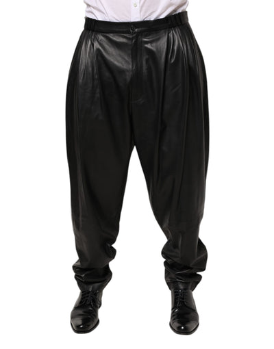 Dolce & Gabbana Black Lamb Leather Trousers Men Pants