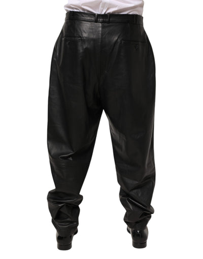 Dolce & Gabbana Black Lamb Leather Trousers Men Pants