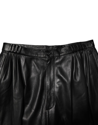 Dolce & Gabbana Black Lamb Leather Trousers Men Pants