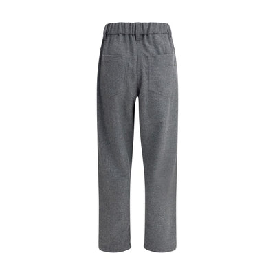 Brunello Cucinelli Gray Fleece Wool Casual Pants