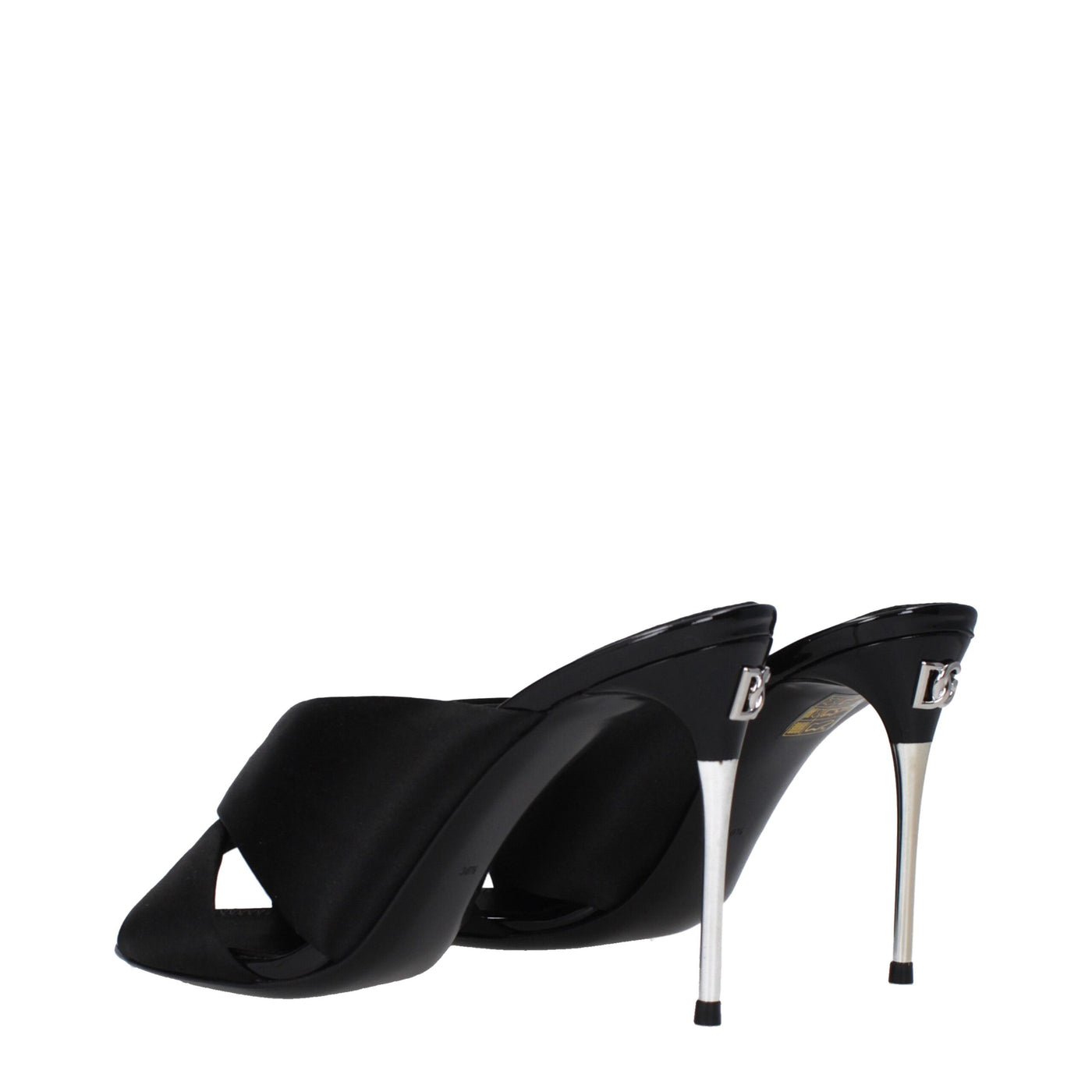 Dolce & Gabbana Black Satin Stiletto Heel Sandals